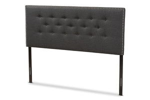 Baxton Studio Windsor Modern and Contemporary Dark Grey Fabric Queen Size Headboard