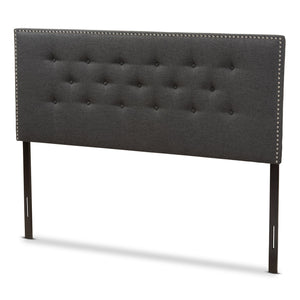 Baxton Studio Windsor Modern and Contemporary Dark Grey Fabric King Size Headboard