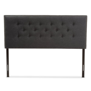 Baxton Studio Windsor Modern and Contemporary Dark Grey Fabric Queen Size Headboard