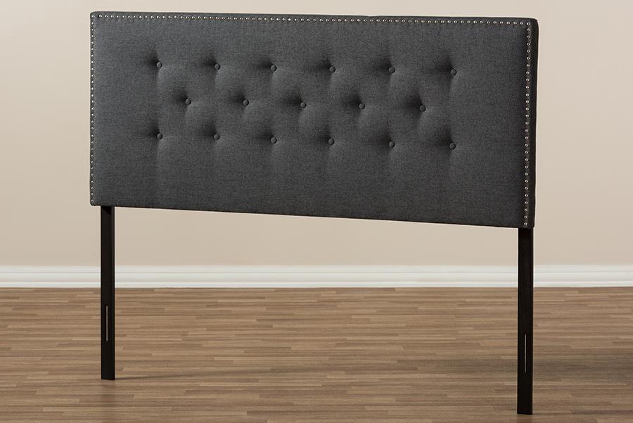 Baxton Studio Windsor Modern and Contemporary Dark Grey Fabric Full Size Headboard