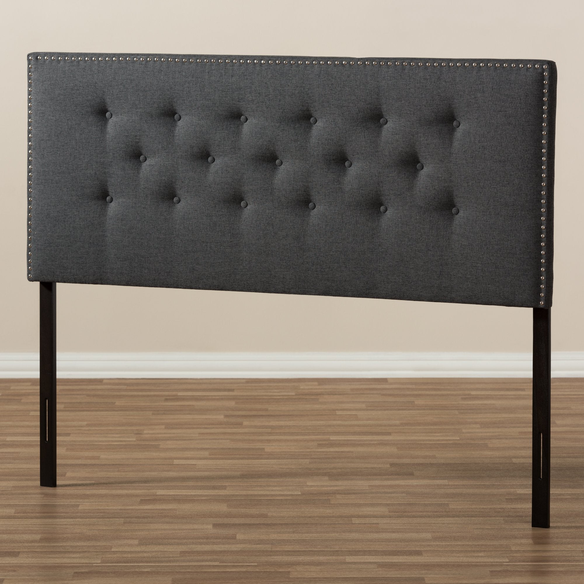 Baxton Studio Windsor Modern and Contemporary Dark Grey Fabric King Size Headboard