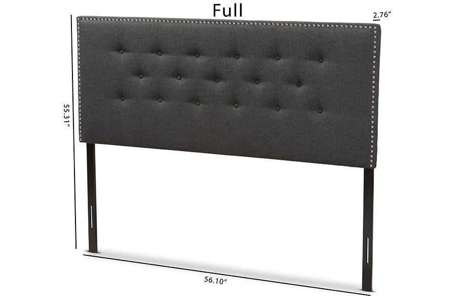 Baxton Studio Windsor Modern and Contemporary Dark Grey Fabric Full Size Headboard