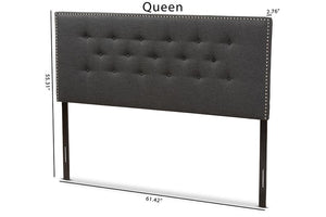 Baxton Studio Windsor Modern and Contemporary Dark Grey Fabric Queen Size Headboard