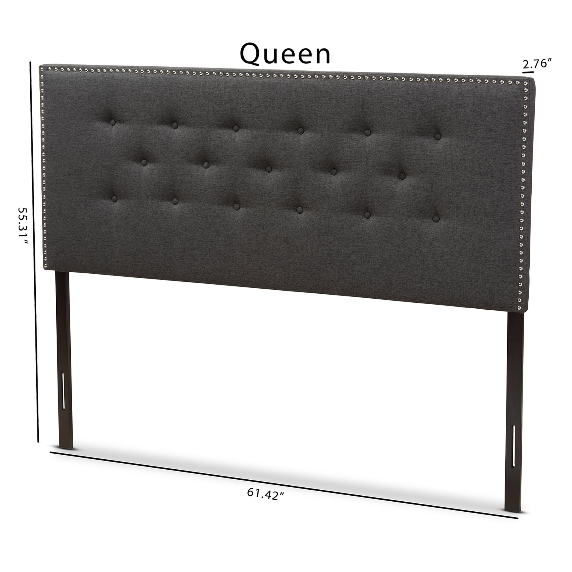 Baxton Studio Windsor Modern and Contemporary Dark Grey Fabric Queen Size Headboard