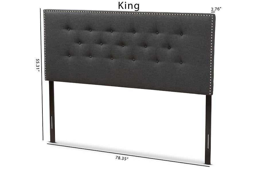 Baxton Studio Windsor Modern and Contemporary Dark Grey Fabric King Size Headboard