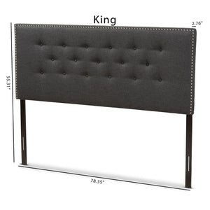 Baxton Studio Windsor Modern and Contemporary Dark Grey Fabric King Size Headboard