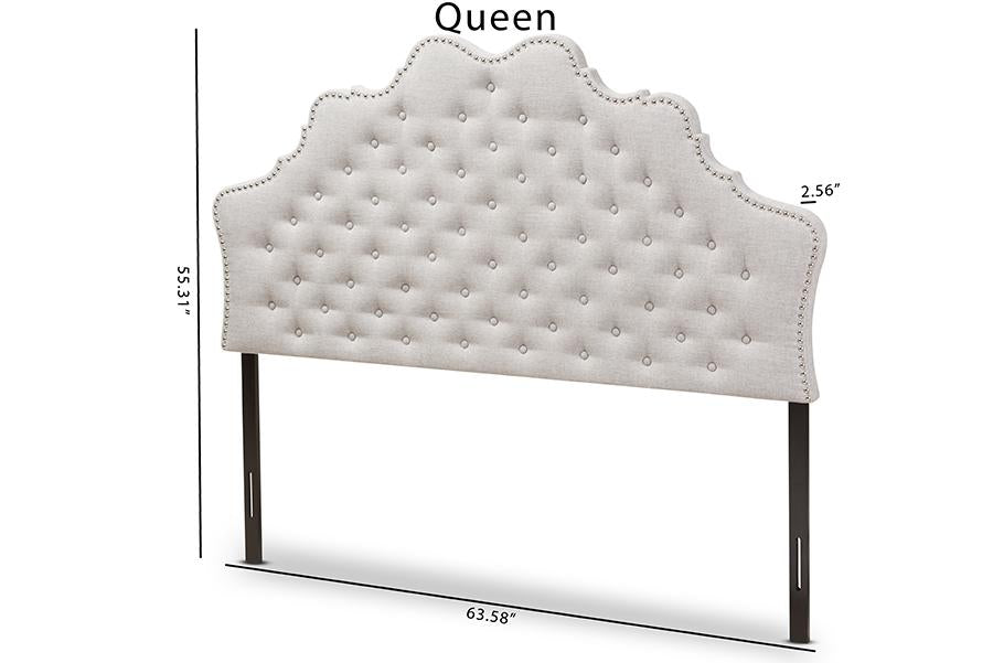 Baxton Studio Hilda Modern and Contemporary Greyish Beige Fabric Queen Size Headboard