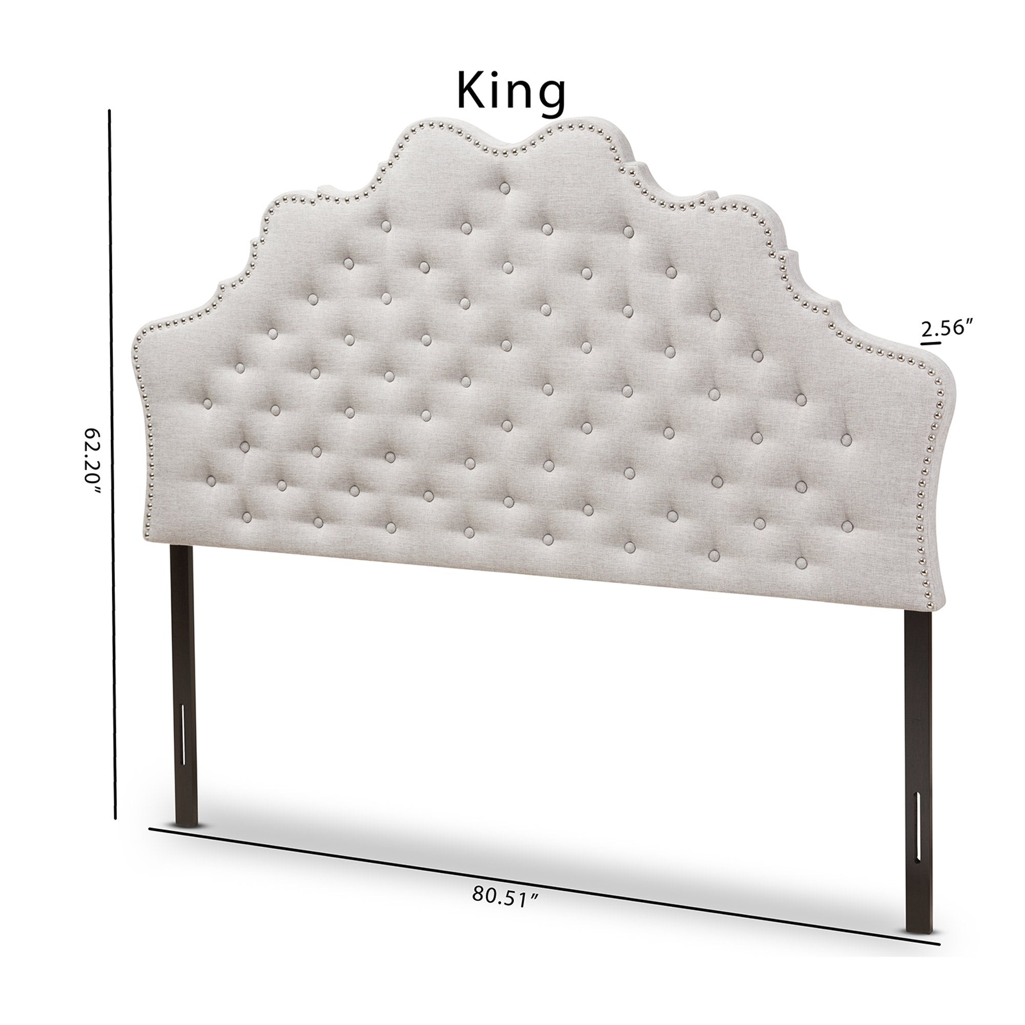 Baxton Studio Hilda Modern and Contemporary Greyish Beige Fabric King Size Headboard