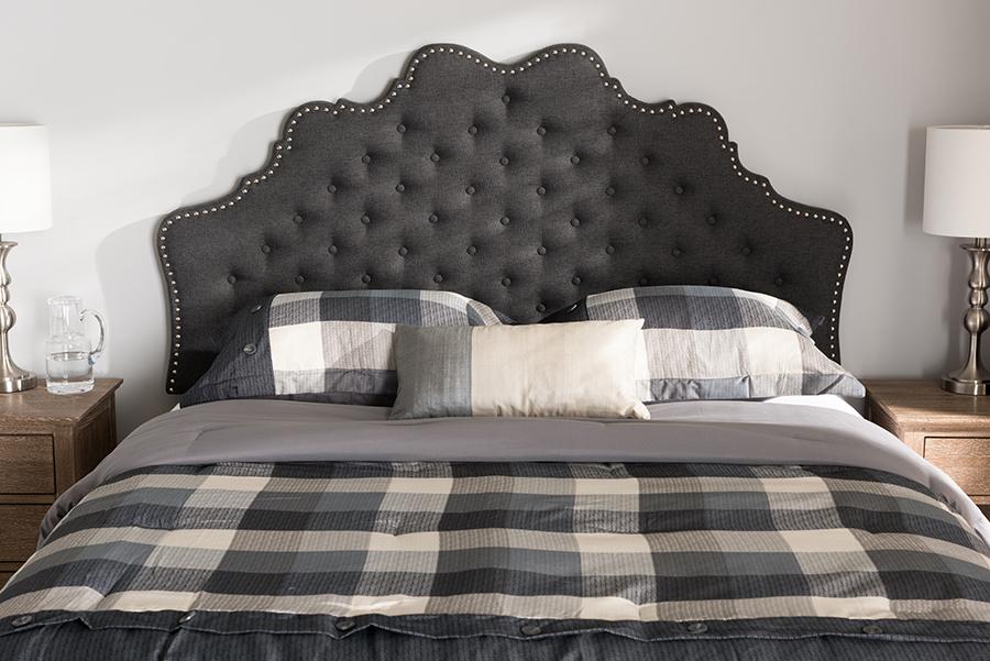 Baxton Studio Hilda Modern and Contemporary Dark Grey Fabric Full Size Headboard