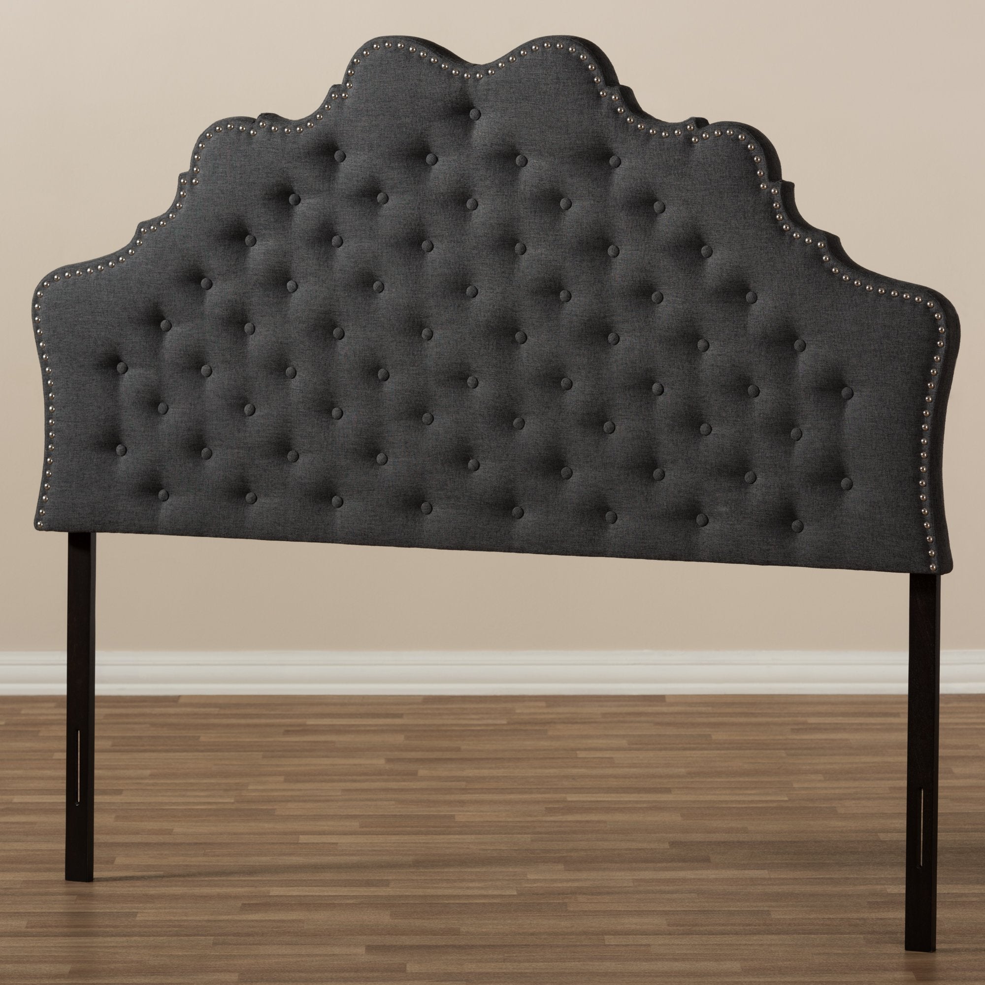 Baxton Studio Hilda Modern and Contemporary Dark Grey Fabric Full Size Headboard