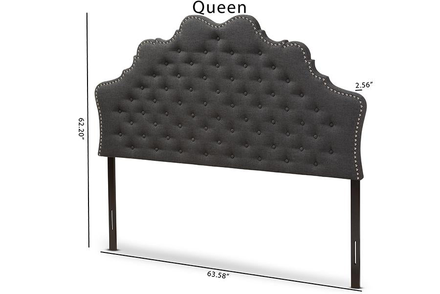 Baxton Studio Hilda Modern and Contemporary Dark Grey Fabric Queen Size Headboard