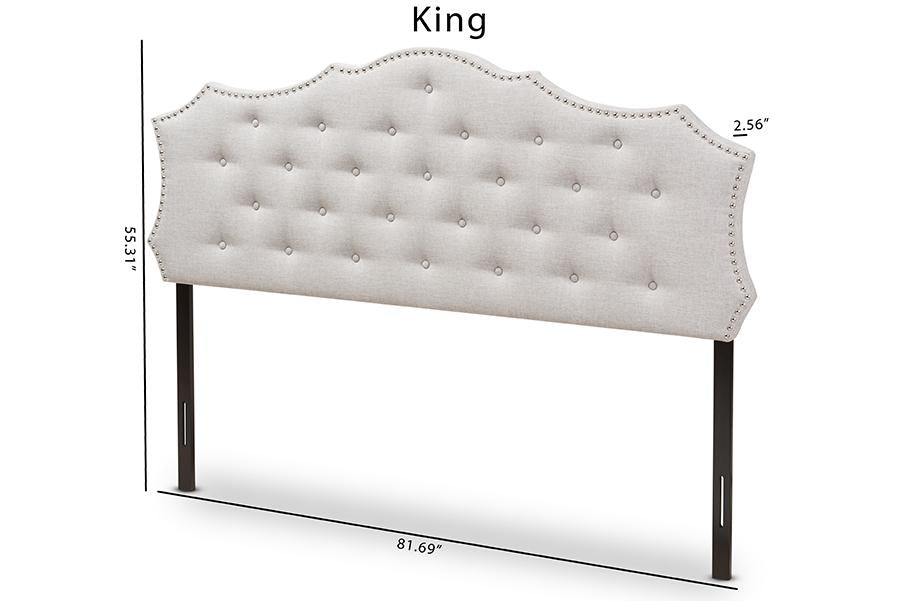 Baxton Studio Aurora Modern and Contemporary Greyish Beige Fabric King Size Headboard