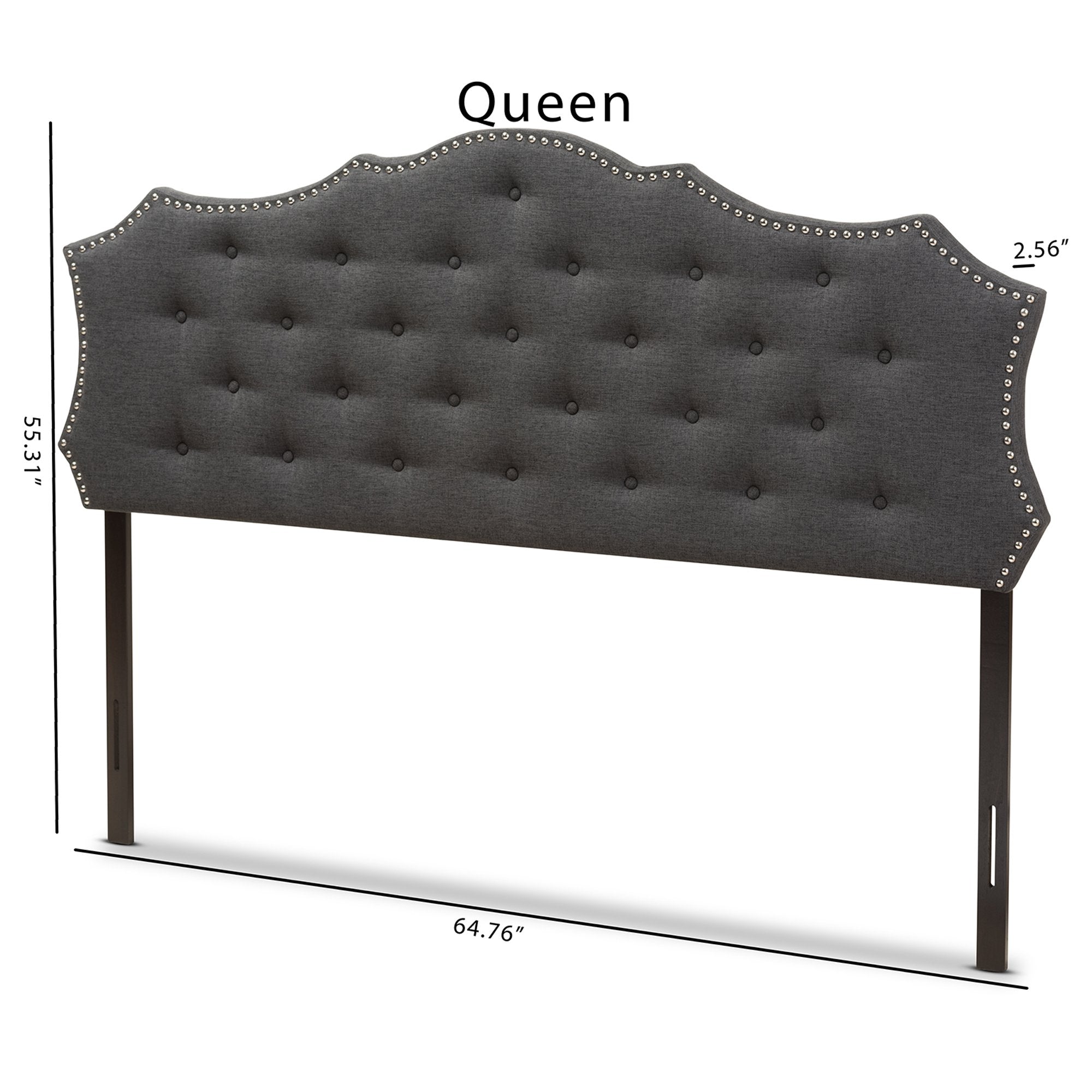 Baxton Studio Aurora Modern and Contemporary Dark Grey Fabric Queen Size Headboard