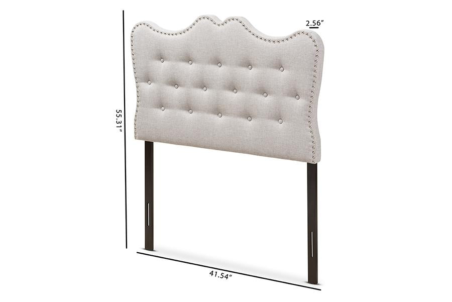 Baxton Studio Emma Modern and Contemporary Greyish Beige Fabric Twin Size Headboard