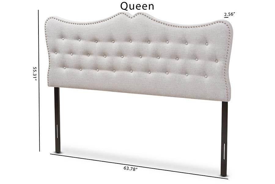 Baxton Studio Emma Modern and Contemporary Greyish Beige Fabric Queen Size Headboard