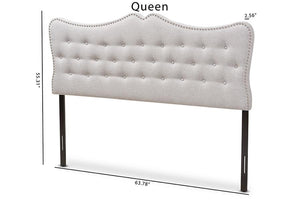 Baxton Studio Emma Modern and Contemporary Greyish Beige Fabric Queen Size Headboard