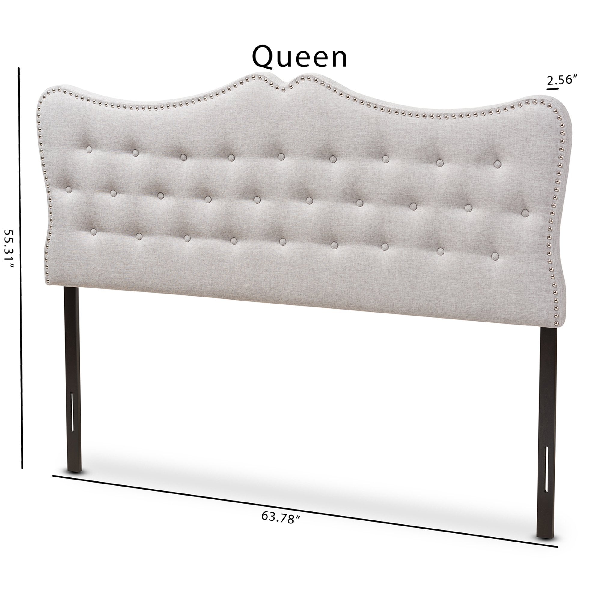 Baxton Studio Emma Modern and Contemporary Greyish Beige Fabric Queen Size Headboard