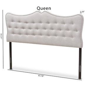 Baxton Studio Emma Modern and Contemporary Greyish Beige Fabric Queen Size Headboard