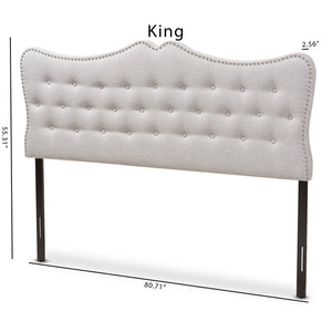 Baxton Studio Emma Modern and Contemporary Greyish Beige Fabric King Size Headboard