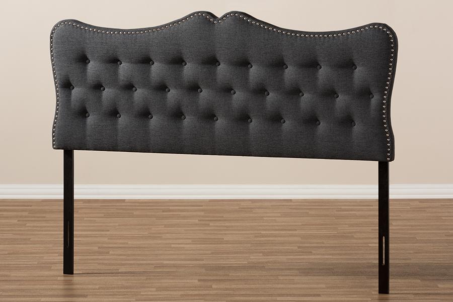 Baxton Studio Emma Modern and Contemporary Dark Grey Fabric Full Size Headboard