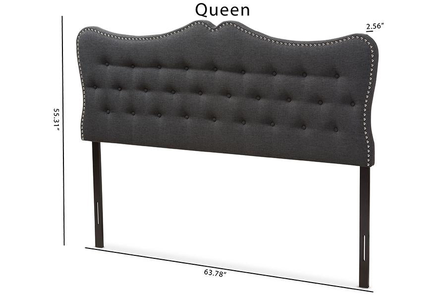 Baxton Studio Emma Modern and Contemporary Dark Grey Fabric Queen Size Headboard