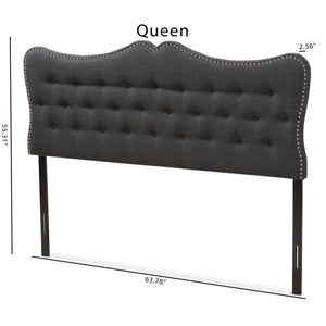 Baxton Studio Emma Modern and Contemporary Dark Grey Fabric Queen Size Headboard