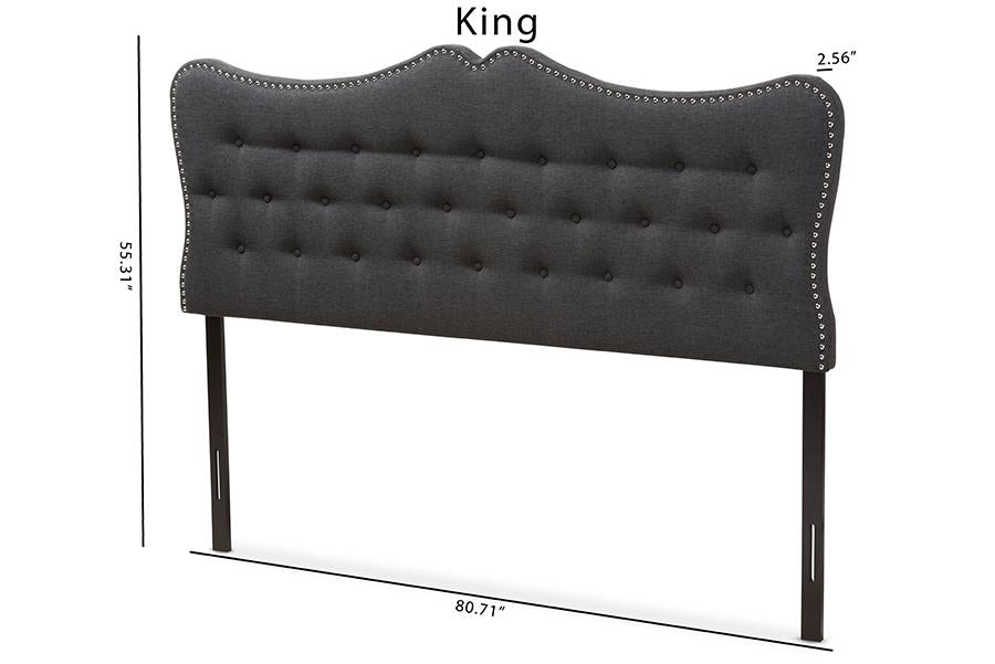 Baxton Studio Emma Modern and Contemporary Dark Grey Fabric King Size Headboard