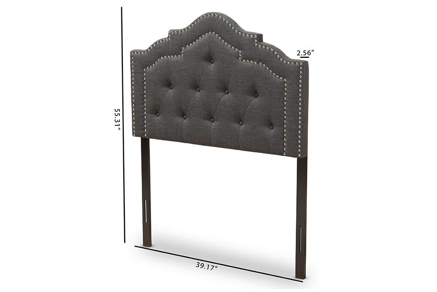 Baxton Studio Edith Modern and Contemporary Dark Grey Fabric Twin Size Headboard