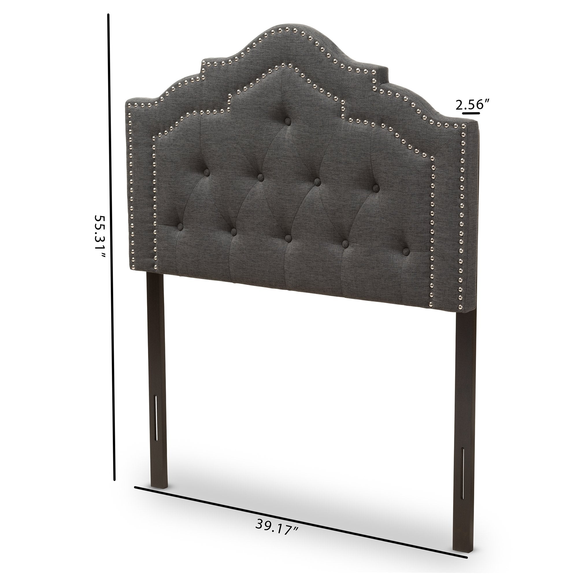 Baxton Studio Edith Modern and Contemporary Dark Grey Fabric Twin Size Headboard