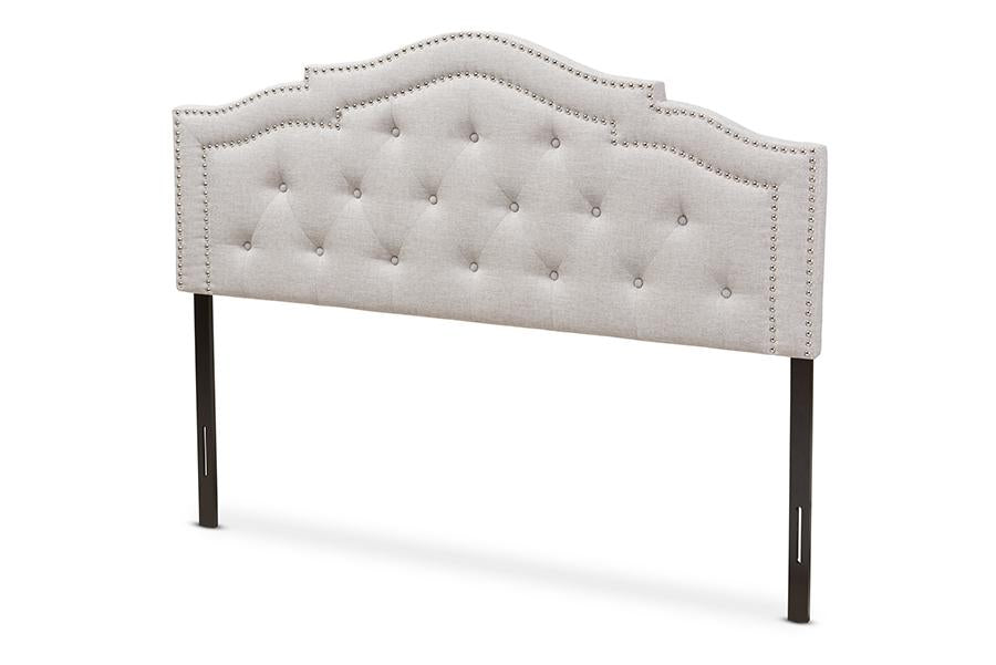 Baxton Studio Edith Modern and Contemporary Greyish Beige Fabric Queen Size Headboard