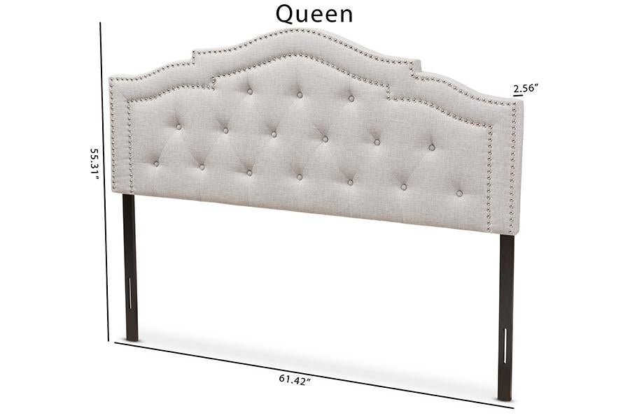 Baxton Studio Edith Modern and Contemporary Greyish Beige Fabric Queen Size Headboard