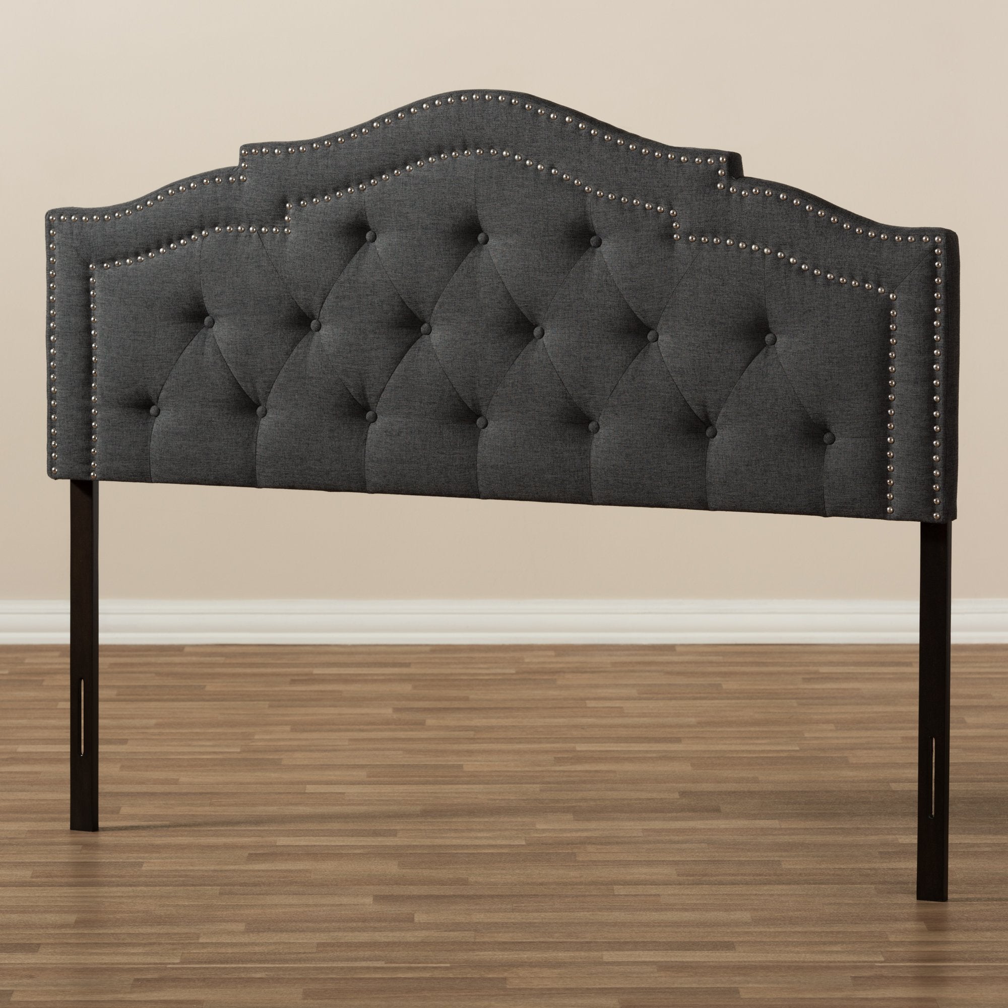 Baxton Studio Edith Modern and Contemporary Dark Grey Fabric King Size Headboard