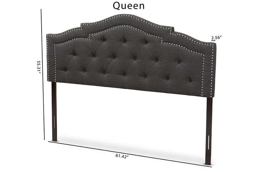 Baxton Studio Edith Modern and Contemporary Dark Grey Fabric Queen Size Headboard