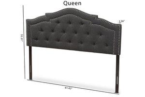 Baxton Studio Edith Modern and Contemporary Dark Grey Fabric Queen Size Headboard