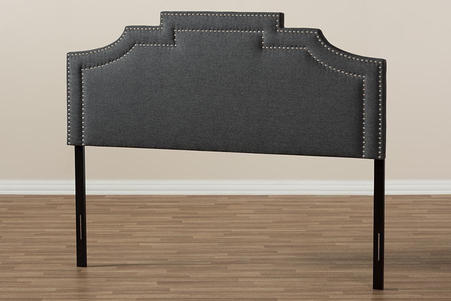 Baxton Studio Deena Modern and Contemporary Dark Grey Fabric Queen Size Headboard