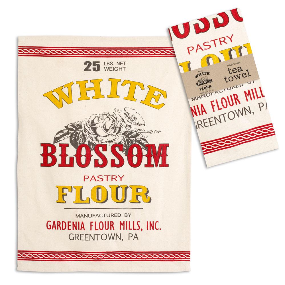 White Blossom Flour Tea Towel