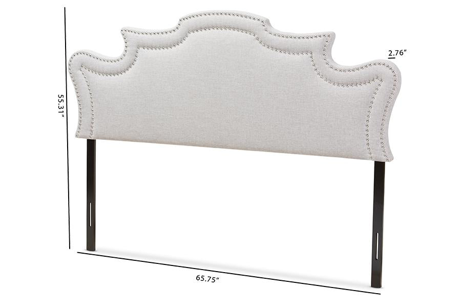 Baxton Studio Debbie Modern and Contemporary Greyish Beige Fabric Full Size Headboard