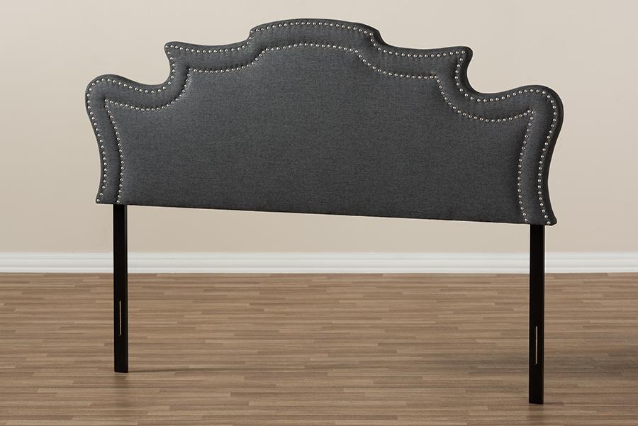 Baxton Studio Debbie Modern and Contemporary Dark Grey Fabric Full Size Headboard