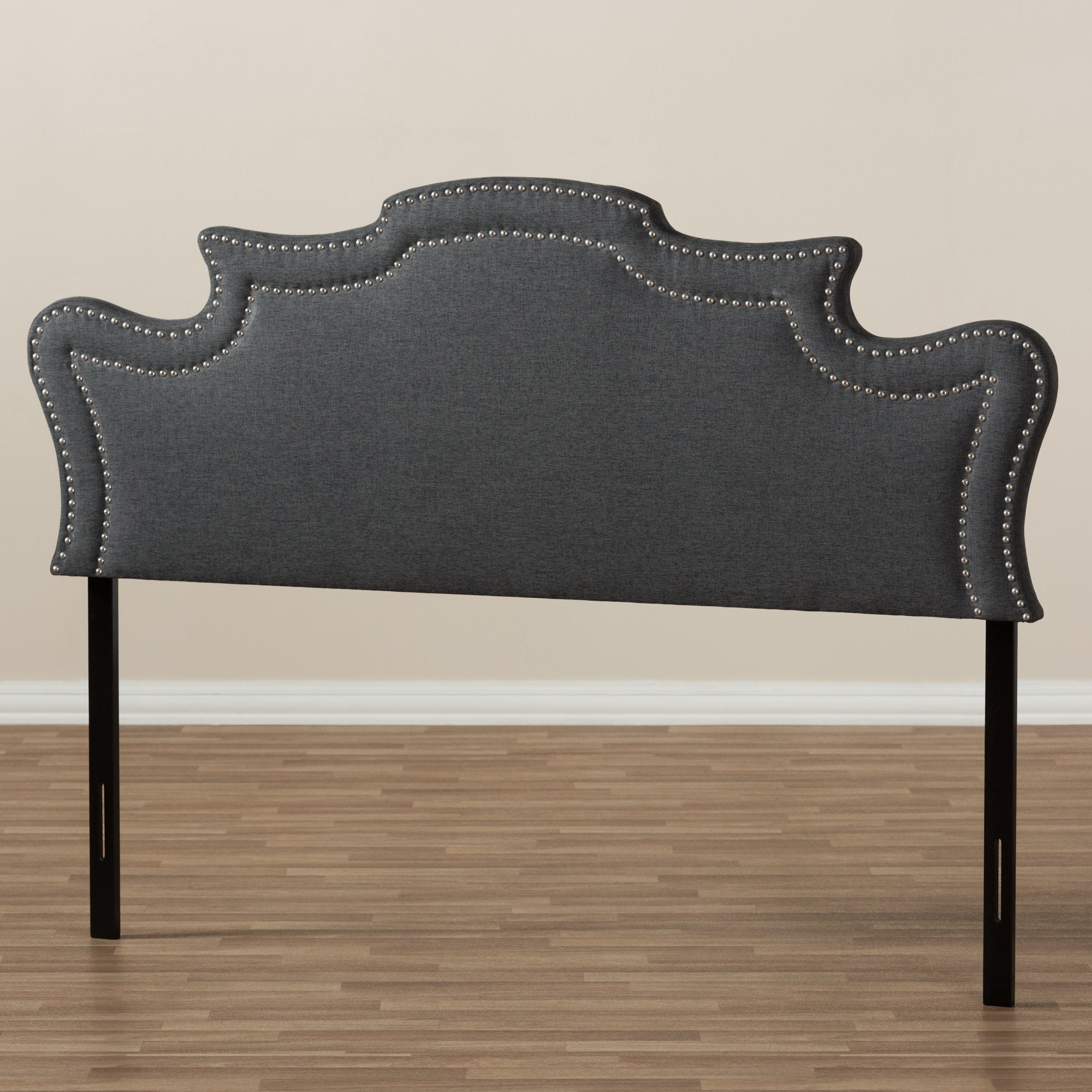 Baxton Studio Debbie Modern and Contemporary Dark Grey Fabric Full Size Headboard