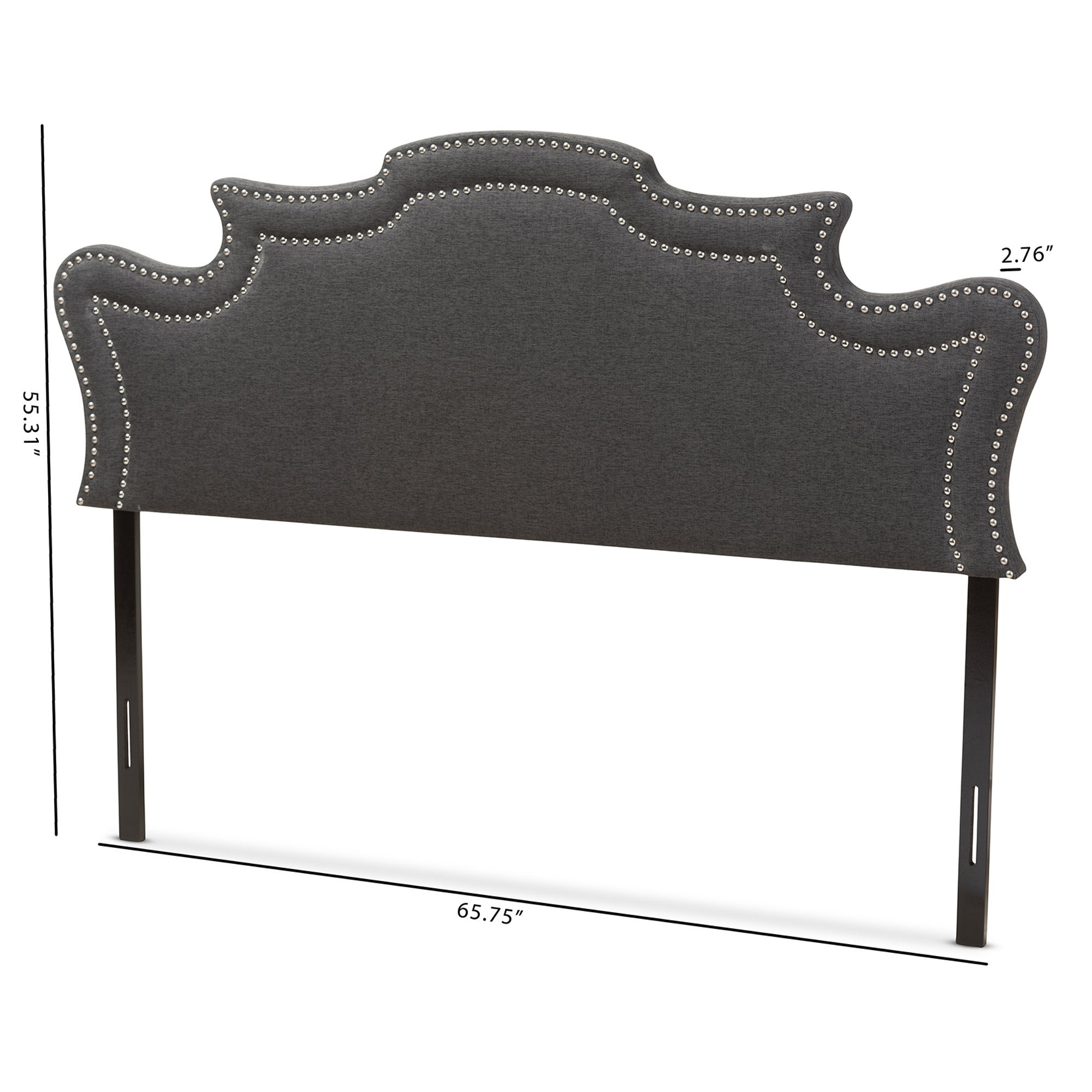 Baxton Studio Debbie Modern and Contemporary Dark Grey Fabric Queen Size Headboard