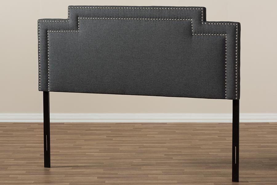 Baxton Studio Casey Modern and Contemporary Dark Grey Fabric Full Size Headboard