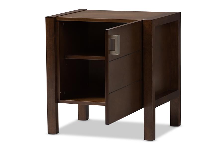 Baxton Studio Mandel Modern and Contemporary Brown Wood Nightstand