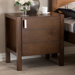 Baxton Studio Mandel Modern and Contemporary Brown Wood Nightstand