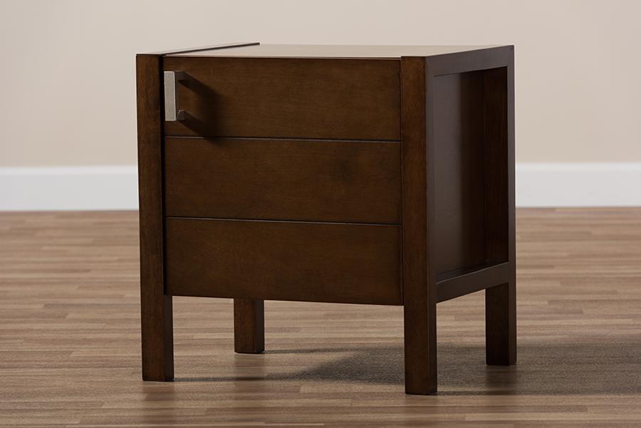 Baxton Studio Mandel Modern and Contemporary Brown Wood Nightstand