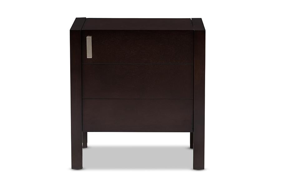 Baxton Studio Mandel Modern and Contemporary Dark Brown Wood Nightstand