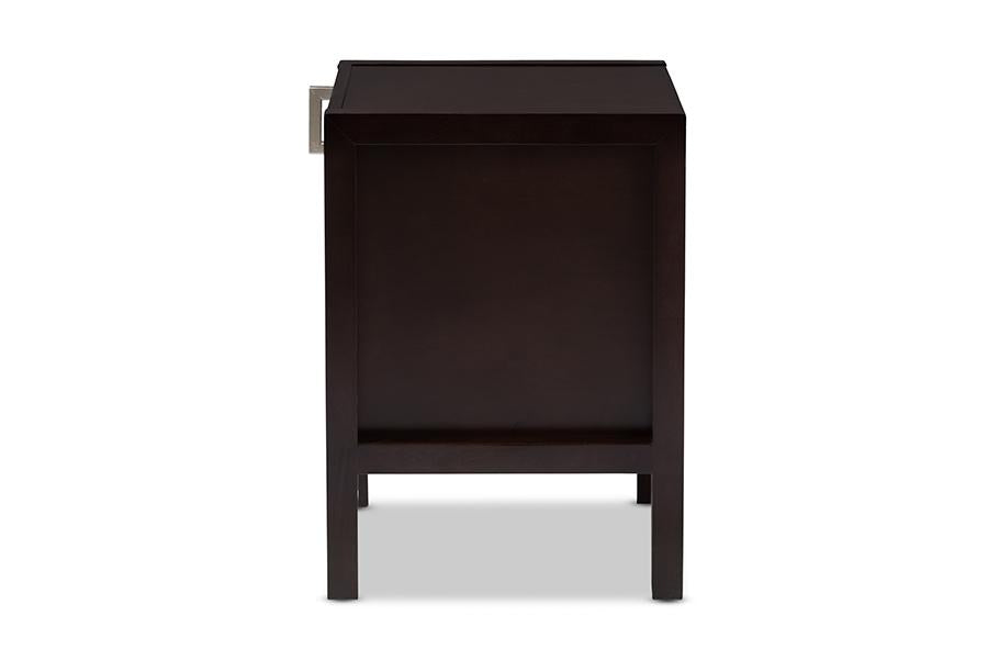 Baxton Studio Mandel Modern and Contemporary Dark Brown Wood Nightstand