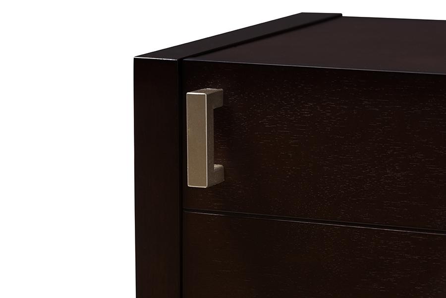 Baxton Studio Mandel Modern and Contemporary Dark Brown Wood Nightstand