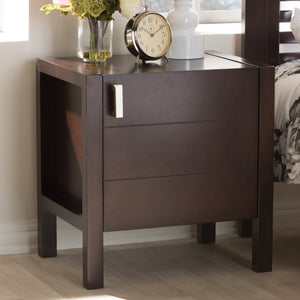 Baxton Studio Mandel Modern and Contemporary Dark Brown Wood Nightstand