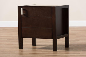 Baxton Studio Mandel Modern and Contemporary Dark Brown Wood Nightstand