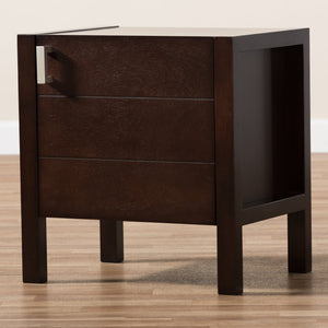 Baxton Studio Mandel Modern and Contemporary Dark Brown Wood Nightstand